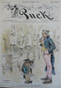 Uncle Sam U.S. Politics Harrison 1880s Puck Political Cartoons Lot x 2 great art