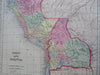 Peru & Bolivia South America La Paz Lima 1856 DeSilver scarce hand color map