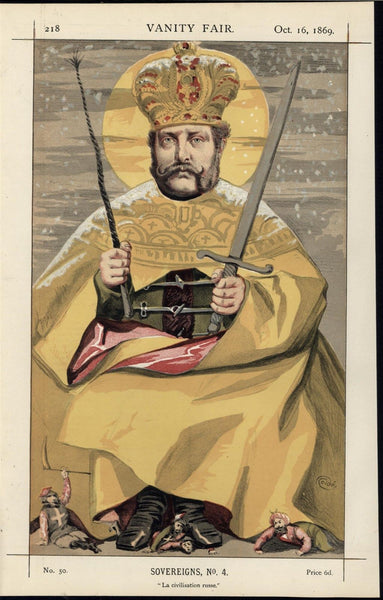 Alexander II Emperor of Russia 1869 Vanity Fair old color political cartoon