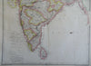 British Raj India Delhi Agra Calcutta Bombay Goa Madras c. 1856-72 Weller map