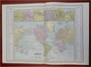World Map Mercator's Projection London 1887-90 Cram scarce large detailed map