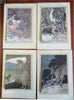 Arthur Rackham c. 1920's Fantasy Art Prints Gnomes Women Lot x 12