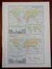 World Zoology Plant Distribution Botany Birds Tea 1890 scarce Scribner-Black map