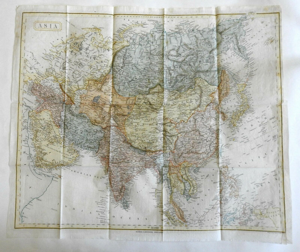 Asia 1844 scarce Harper Copley large map Arabia Hindoostan China Philippines