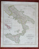 Kingdom Two Sicilies Papal States Malta Italy 1854 Alt & Stier detailed map