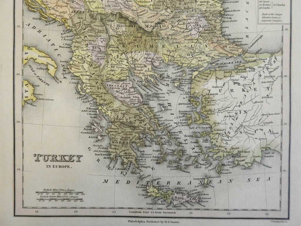 Ottoman Empire Balkan Peninsula Greece Albania Serbia Bosnia 1830 Tanner map