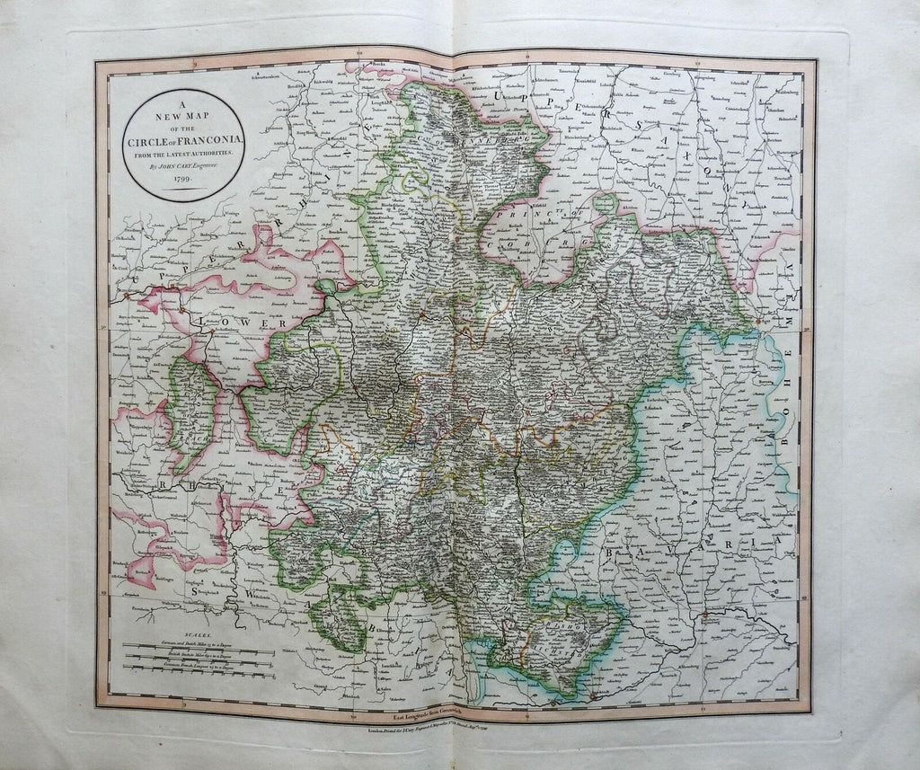 Holy Roman Empire Franconia Nurmemberg Coburg Ansbach 1799 Cary folio map