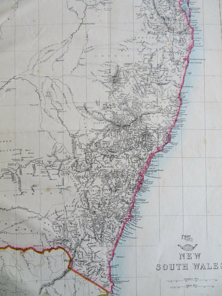 New South Wales Australia Sydney Canberra Moreton Bay c. 1856-72 Weller map