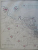 Cherbourg Normandy France Fortifications c. 1856-72 Weller detailed city plan