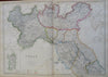 Italy Piedmont Lombardy Papal States Naples Tuscany 1860 Blackie two sheet map