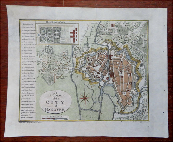 Hanover Germany Holy Roman Empire Herrennhausen Palace 1792 Neele city plan map