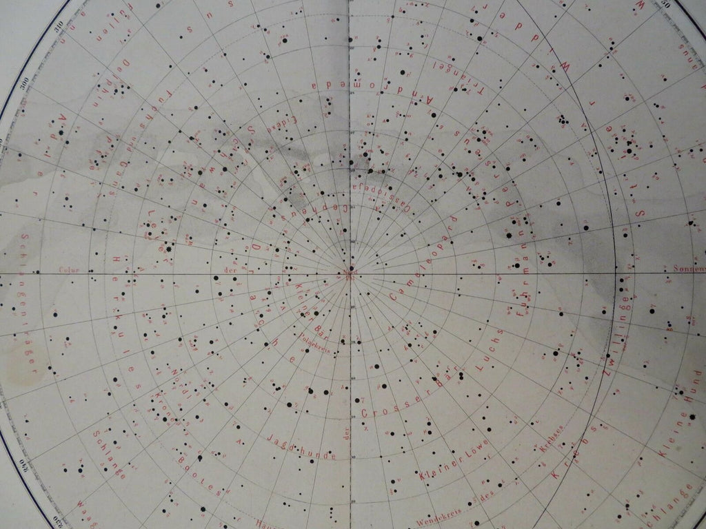 Northern Night Sky Constellations Milky Way 1885 Flemming detailed map