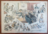Judge Frank Beard Art Political Cartoons 1880's Lot x 14 rare color prints