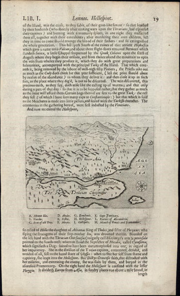 Ancient Gallipoli East Thrace Hellespont Aegean Dardanelles 1670 old & rare map