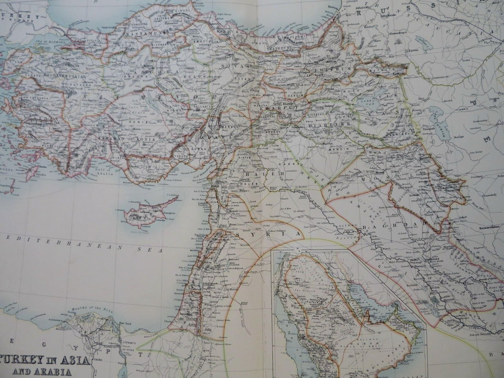 Eastern Ottoman Empire Syria Armenia Arabia 1890 scarce folio Scribner-Black map