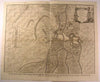 Bouchain France City Plan Battle Fortress Attack c.1745 antique Basire map