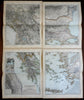 Balkan Peninsula set of 4 maps Bulgaria Serbia Greece 1891 Stieler very detailed