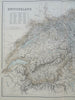 Swizterland Swiss Cantons Geneva Zurich Bern c. 1855 Fullarton lithographed map