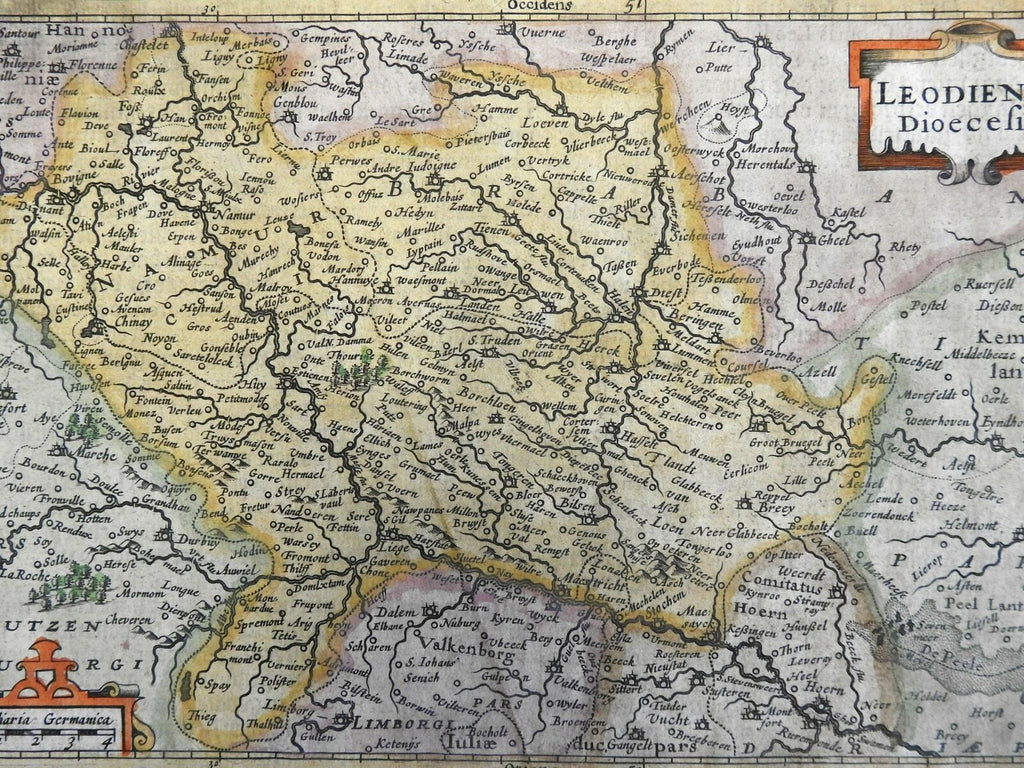 Namur Limburg Low Countries Belgium Netherlands 1638 Mercator miniature map