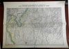 Kingdom Piedmont Italy c. 1850 lg. topographical war map Mila Brescia Lake Como