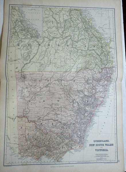 Eastern Australia New South Wales Queensland Victoria 1883 Weller Blackie map