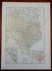 Texas & Oklahoma Indian Territory 1890 scarce folio Scribner-Black map