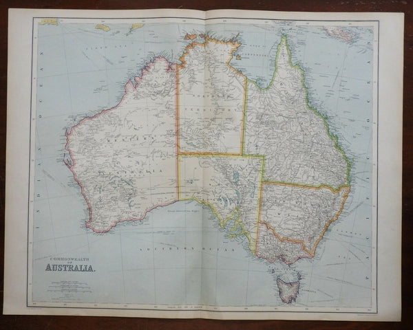 Australia continent w/ early Explorer routes 1914 rare fine large Philip map