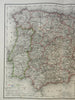 Kingdoms Spain Portugal Madrid Lisbon city plans 1873 Ravenstein detailed map