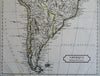 South America continent Brazil Argentina Peru Chile Colombia 1804 engraved map
