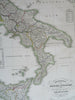 Kingdom Two Sicilies Papal States Malta Italy 1854 Alt & Stier detailed map