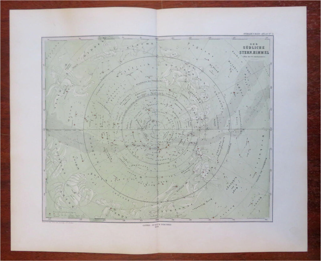 Southern Night Sky Constellations Zodiac Milky Way 1879 Bar star chart map