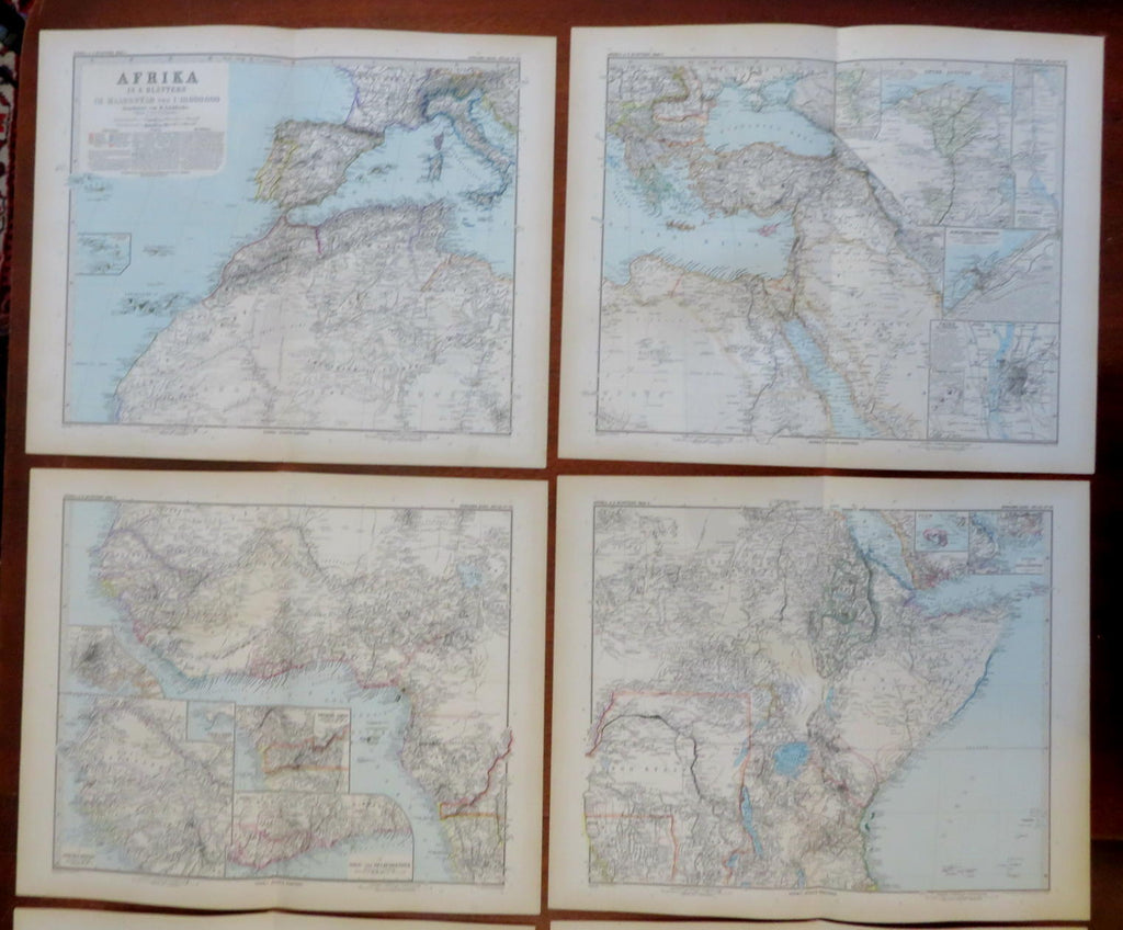 African Continent Cape Colony Egypt Congo 1889 HUGE detailed 6 sheet map