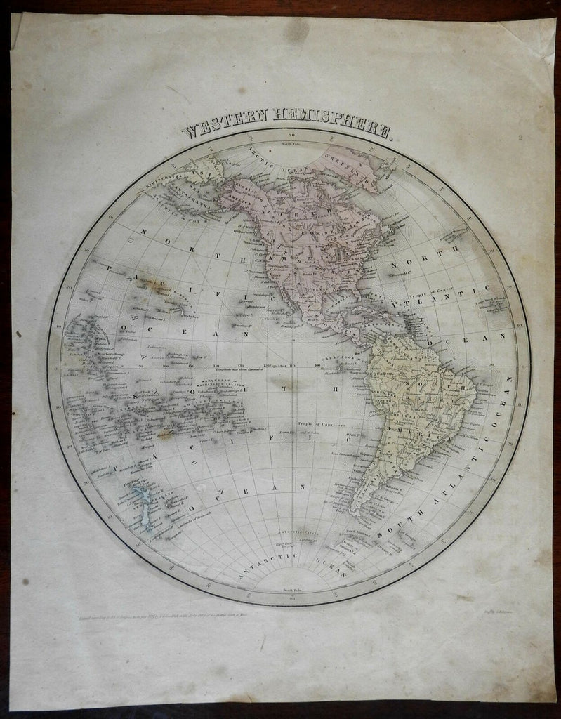 Western Hemisphere North & South America Polynesia Hawaii 1841 Boynton map