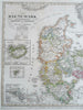 Kingdom of Denmark Iceland Faroe Islands Hamburg 1855Stieler  detailed map