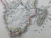 Afrika Africa continent colonies "Hottentots" Egypt c.1850 Flemming old map