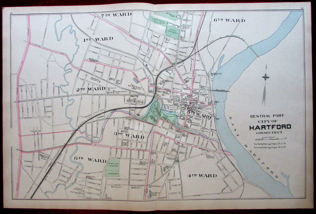 Hartford downtown center city plan 1893 Connecticut Hurd map