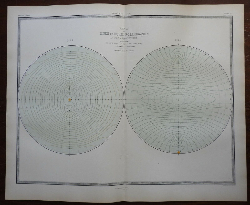 Equal Polarization Atmosphere North & South Hemispheres 1854 Blackwood map