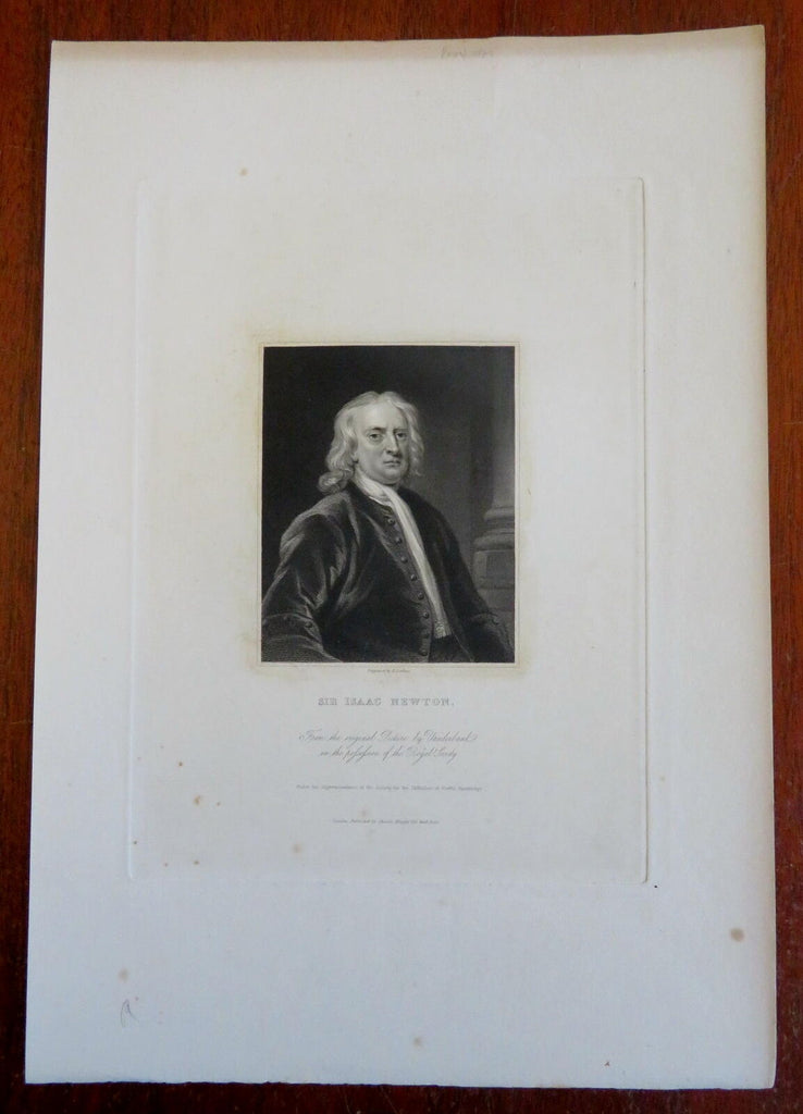 Sir Isaac Newton English Physicist c. 1850's fine India Proof engraved portrait