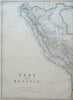 Peru & Bolivia Lima La Paz Andes South America 1860 Lowry large hand color map