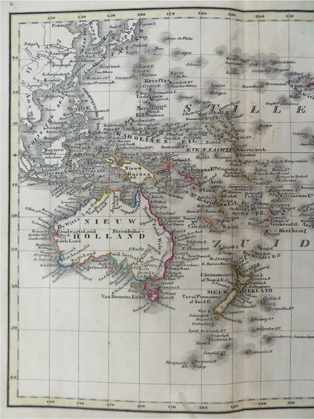 Australia New Zealand Papua New Guinea Indonesia c. 1844 A. Baedeker scarce map