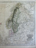 Scandinavia Sweden Norway Denmark Iceland Shetlands Orkneys 1850's engraved map