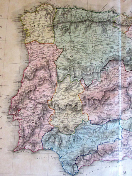 Spain Portugal 1851-5 Philip Gellarty large old engraved map