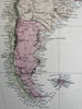 South America continent 1875 scarce large Ettling hand colored map