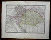 Austria-Hungary Hapsburg Empire c. 1830's Brue large detailed map hand color