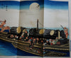 Traditional Japanese Artwork Boats Rowers 1856 Perry Expedition litho view print