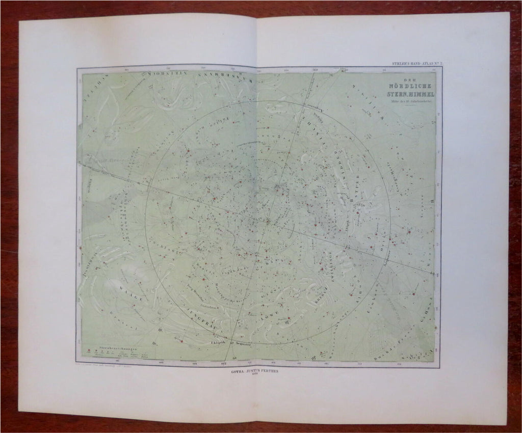 Northern Night Sky Constellations Milky Way 1879 Bruhns detailed map