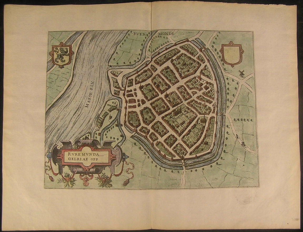 Roermond Holland City Plan Guicciardini 1582 Plantin fine antique map hand color