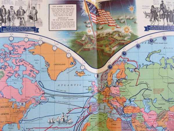 Cartoon pictorial World Map 1964 McCormick Spices promotional