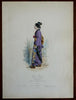 Japanese Woman City Fashion Kimono Sandals Umbrella 1868 Paquet Costume Print
