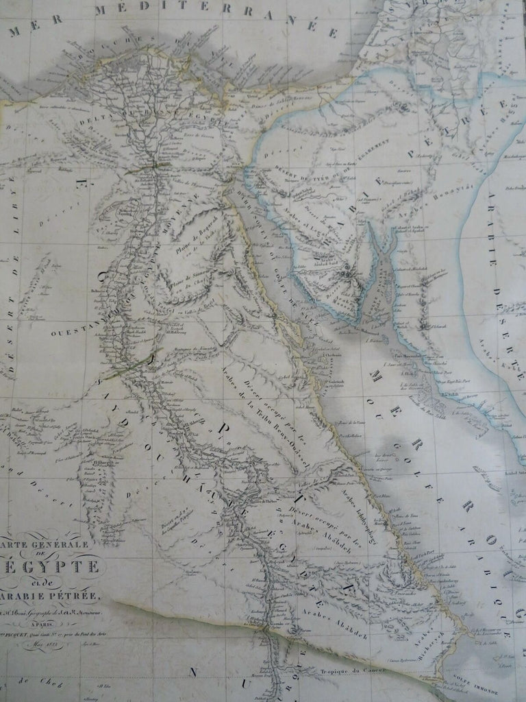 Egypt Nubia Sudan Red Sea Nile River 1822 Brue large detailed map hand color